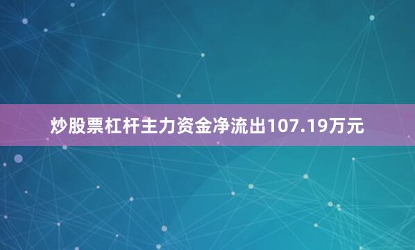 炒股票杠杆主力资金净流出107.19万元